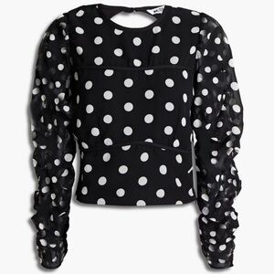 Walter Baker Dawn cutout ruched polka-dot georgette top